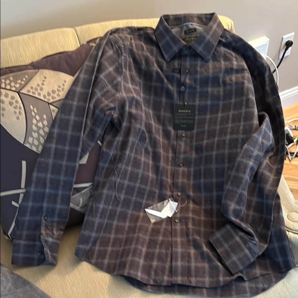 Jos A Bank Men's Plaid Shirt - Blue
